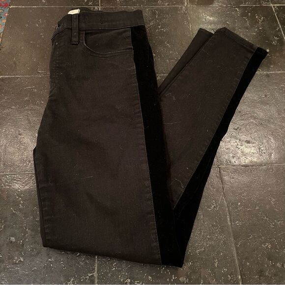 Madewell Velvet Tuxedo Stripe Hi-rise Skinny Black Jeans 27 - Picture 9 of 11